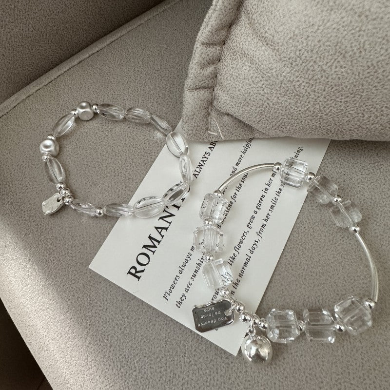 S925 pure silver white crystal bracelet