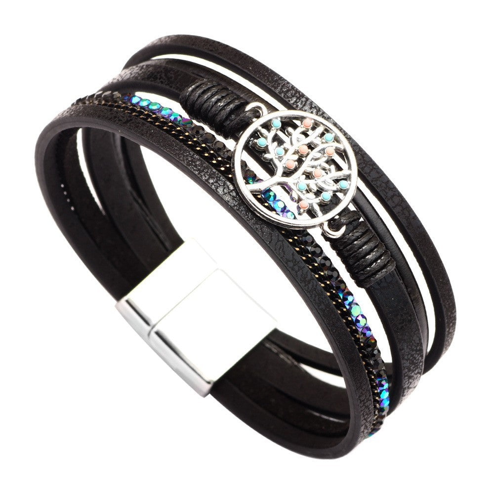 Cross bracelet with slightly set diamond magnetic clasp