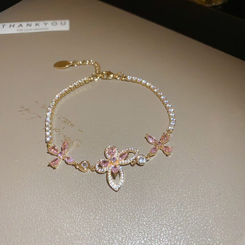 18K real gold electroplated zircon horseshoe buckle bracelet