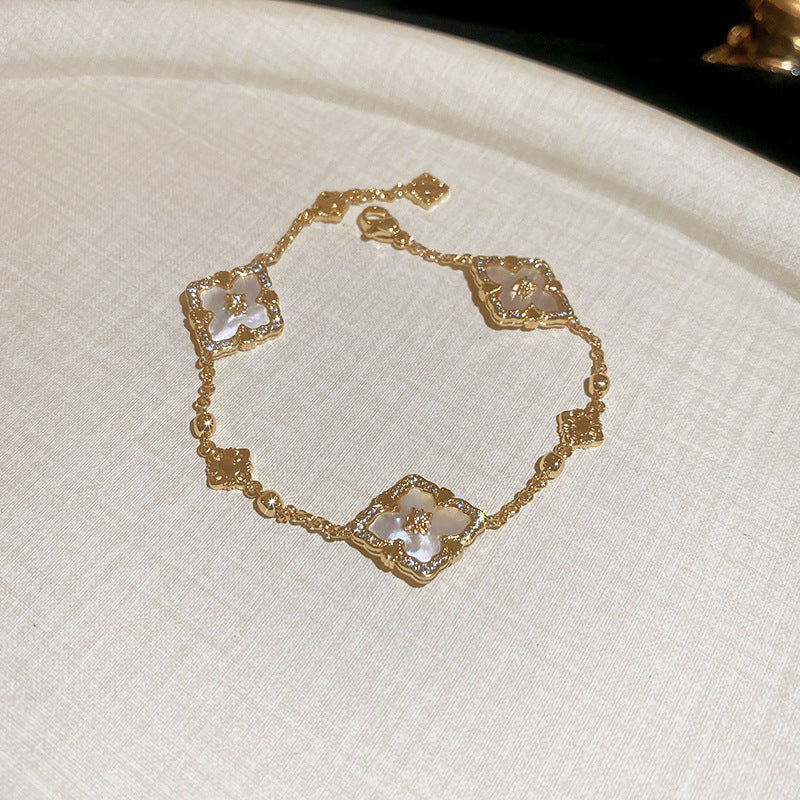 18K real gold electroplated zircon horseshoe buckle bracelet