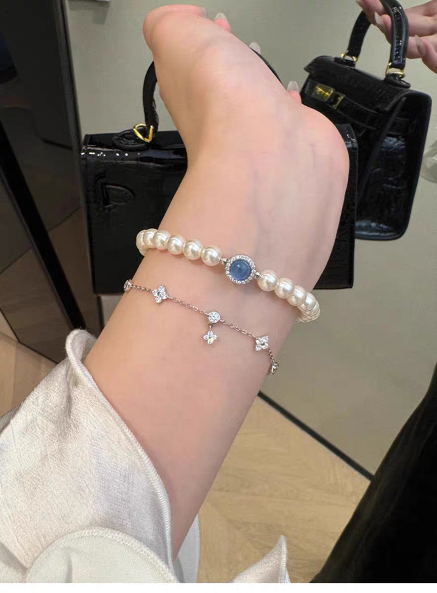 Aquamarine pearl bracelet