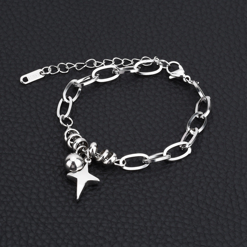 Titanium steel bracelet with a cross star sphere