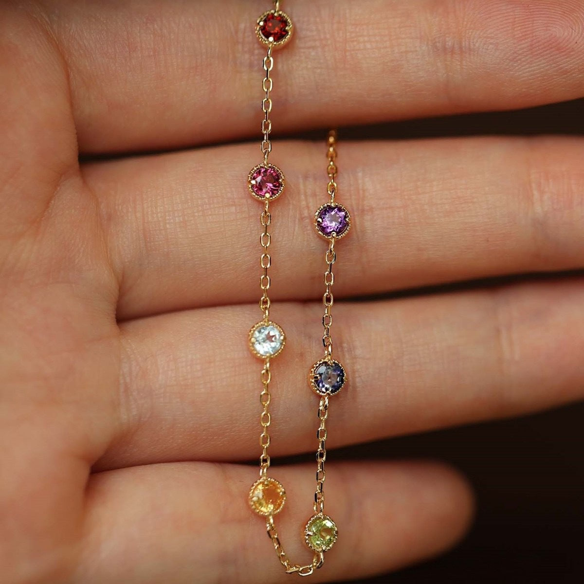 925 sterling silver plated with 18K gold colored zircon bracelet