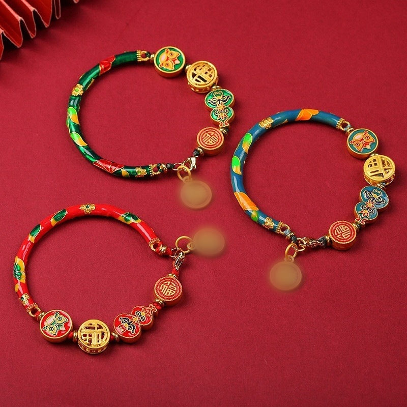 Color-preserving burnt blue half bracelet, a traditional Chinese trend sandgold bracelet