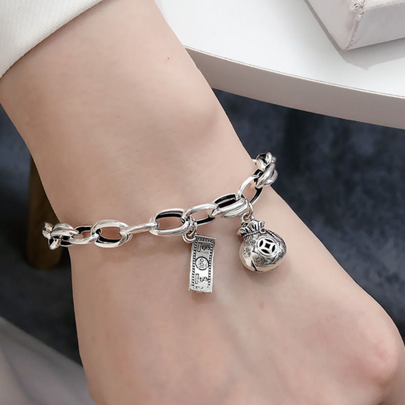 Irregular silver bean pearl ins bracelet