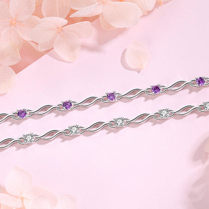 S925 sterling silver bracelet with blue diamond four-leaf clover