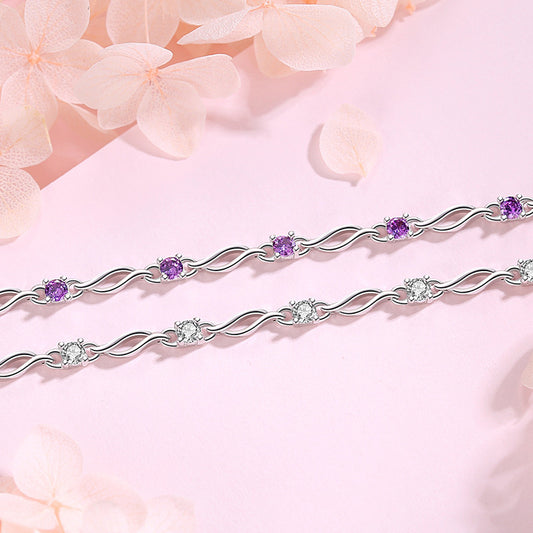 S925 sterling silver bracelet with blue diamond four-leaf clover