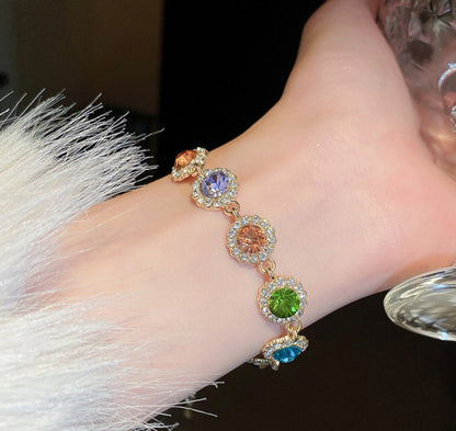 Colorful dopamine-encrusted diamond bracelet