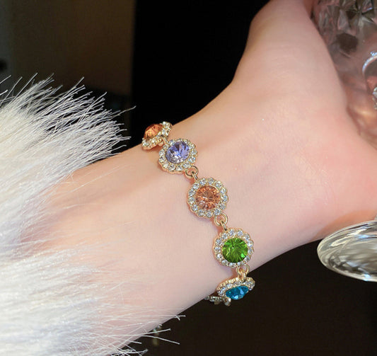 Colorful dopamine-encrusted diamond bracelet