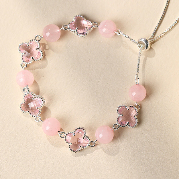 Beibeifu Original Natural crystal Four-leaf Clover Alloy bracelet