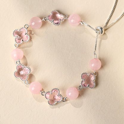 Beibeifu Original Natural crystal Four-leaf Clover Alloy bracelet