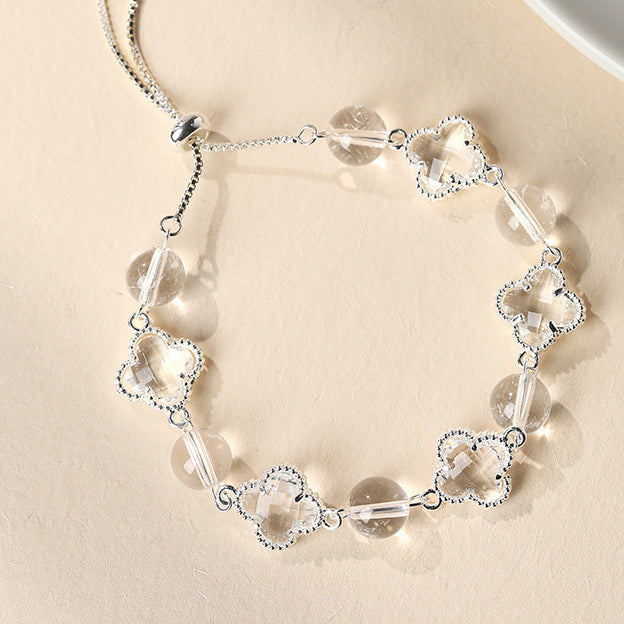Beibeifu Original Natural crystal Four-leaf Clover Alloy bracelet