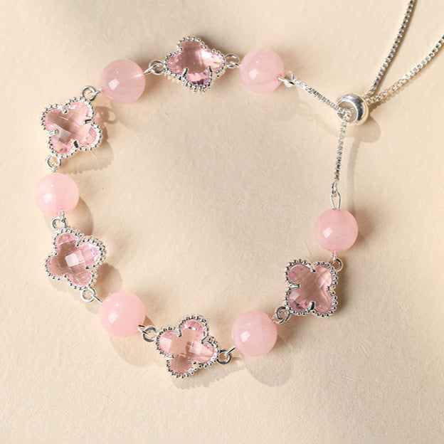 Beibeifu Original Natural crystal Four-leaf Clover Alloy bracelet