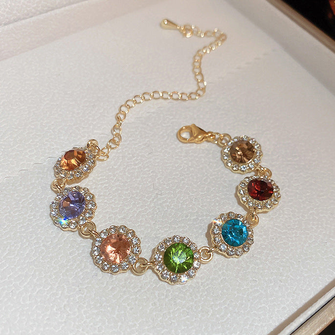Colorful dopamine-encrusted diamond bracelet