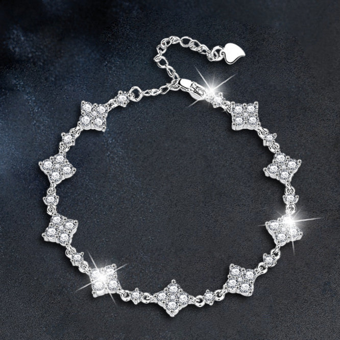 S925 sterling silver Moissanite four-leaf clover bracelet