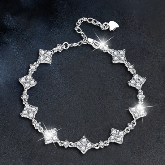 S925 sterling silver Moissanite four-leaf clover bracelet
