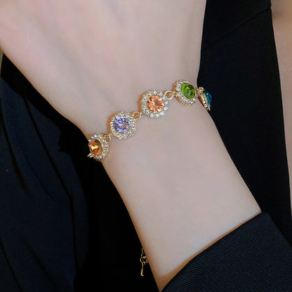 Colorful dopamine-encrusted diamond bracelet