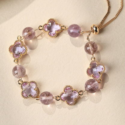 Beibeifu Original Natural crystal Four-leaf Clover Alloy bracelet