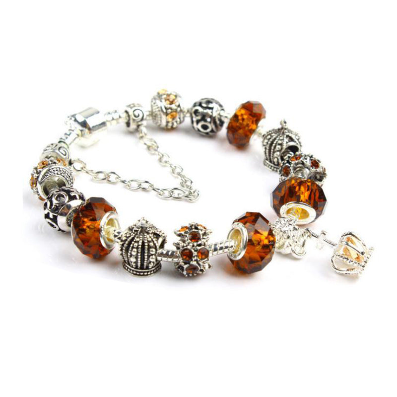 Colorful crystal Amazon Cross-border Crown beaded bracelet, handcrafted glass beads
