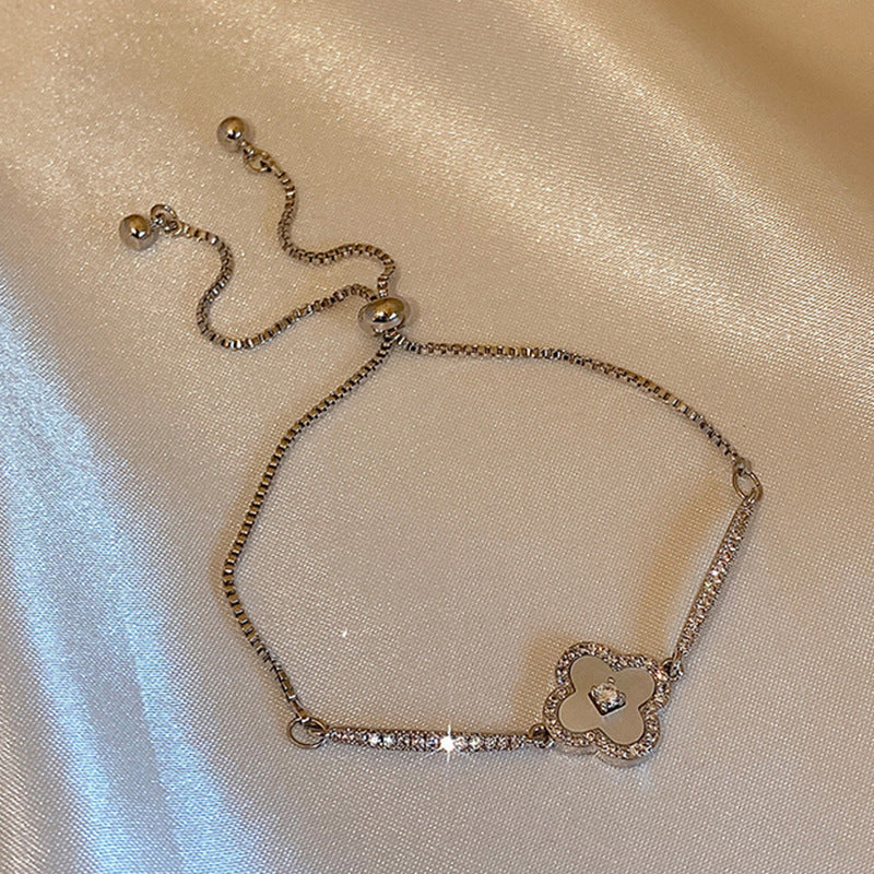 Zircon glass bead square heart adjustable bracelet