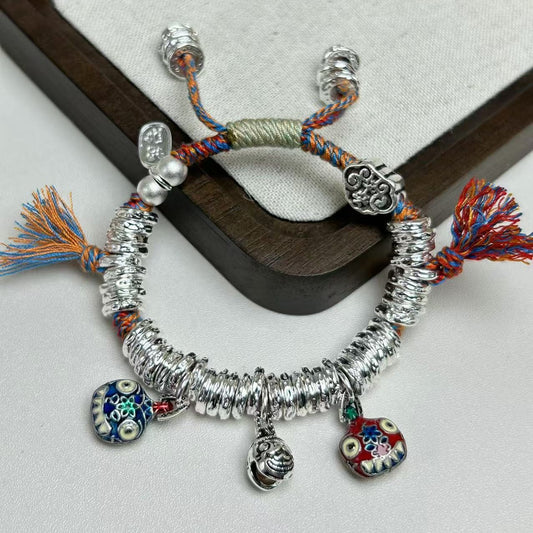 Silver-plated gold-devouring beast coiled bracelet