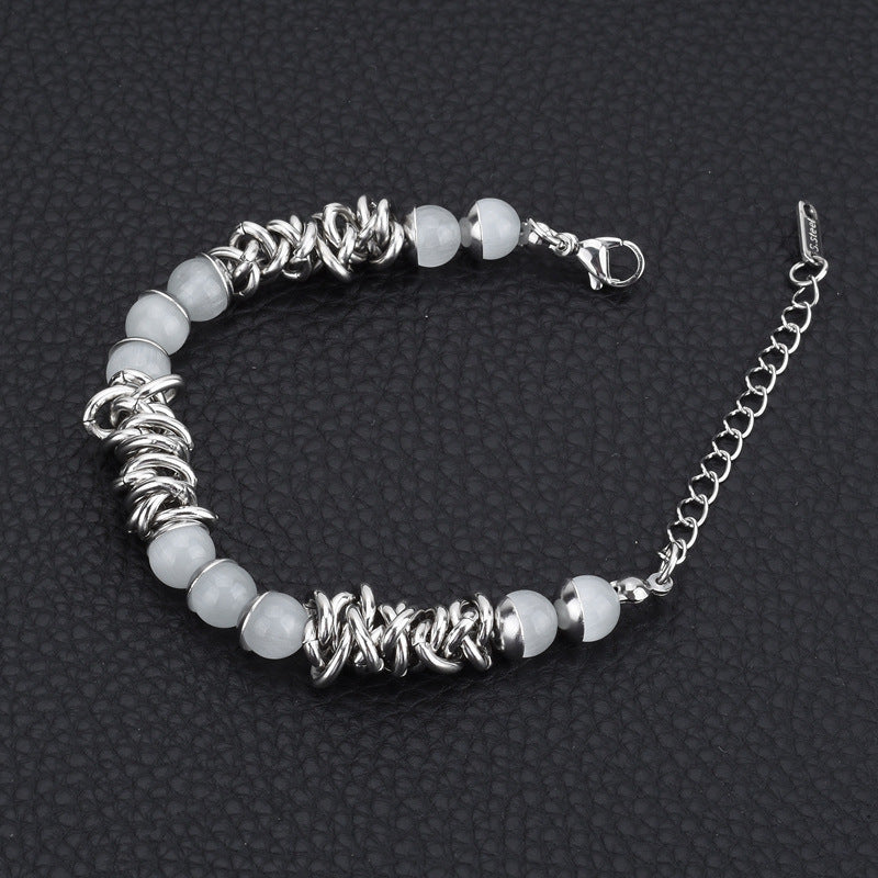 Cat's eye titanium steel non-fading bracelet