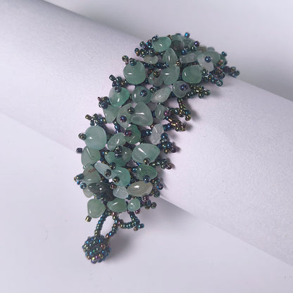 Handmade crushed stone beaded Bohemian hollowed-out rice bead crushed stone bracelet