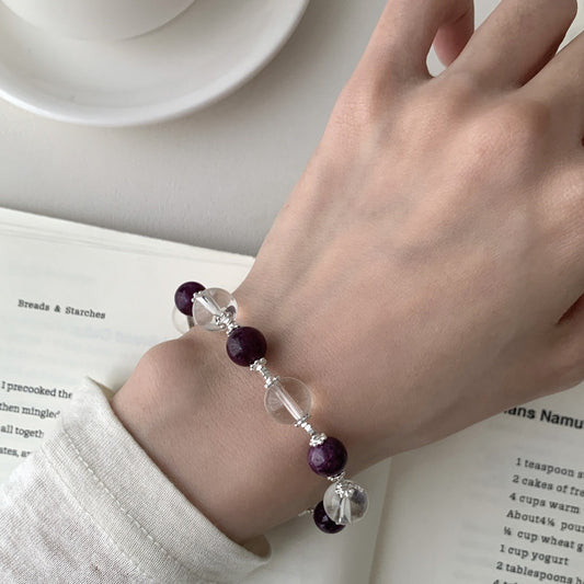 S925 Pure Silver purple chalcedony Bracelet    Product label: