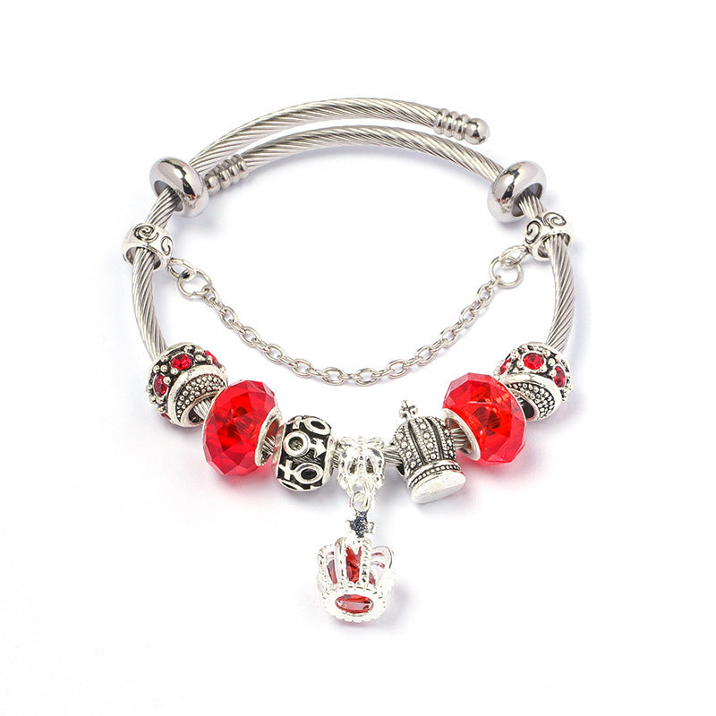 Colorful crystal Amazon Cross-border Crown beaded bracelet, handcrafted glass beads