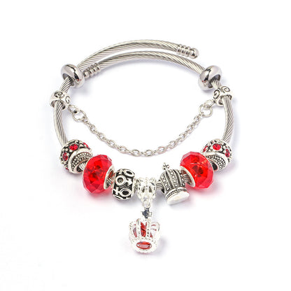 Colorful crystal Amazon Cross-border Crown beaded bracelet, handcrafted glass beads
