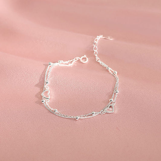 S925 Silver double-layer heart bracelet