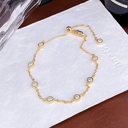 s925 sterling silver small bubble diamond bracelet