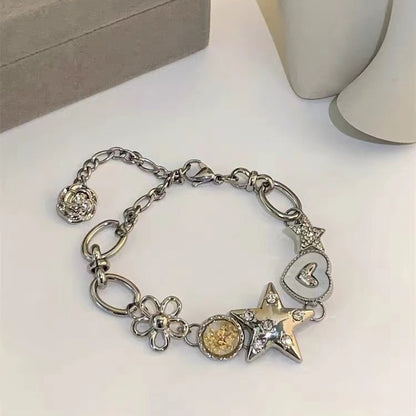 Star Heart Button Heavy Industry Crystal bracelet