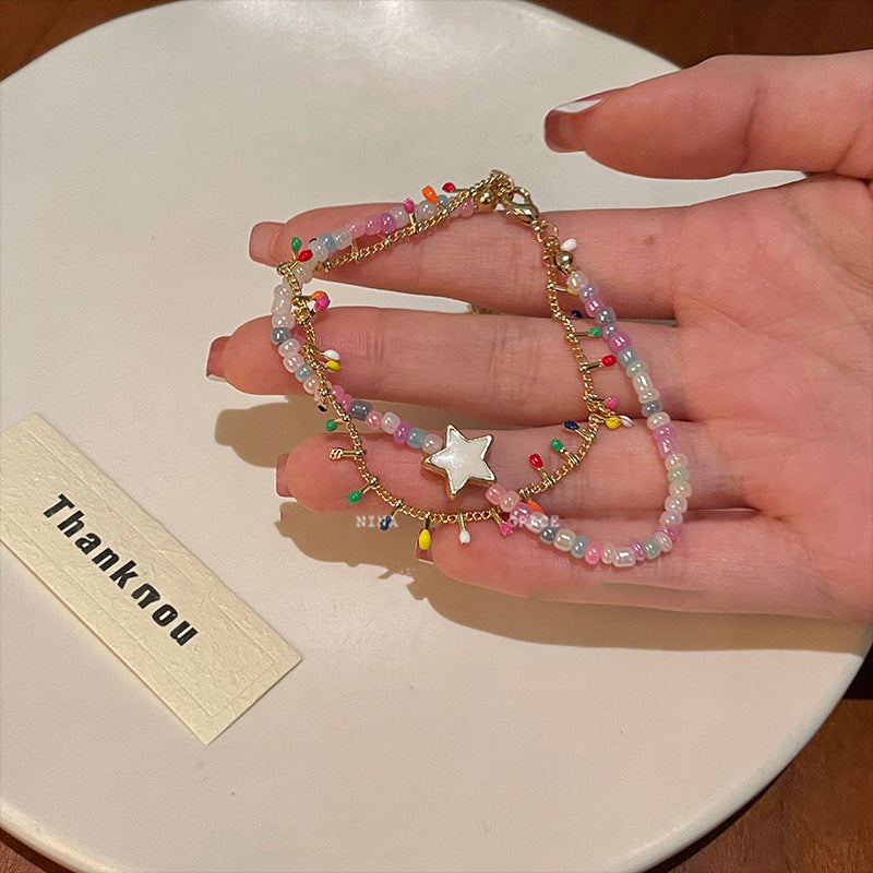 Dopamine Star Oil Drop Rice Bead beaded bracelet