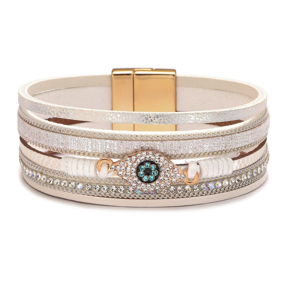 Cross bracelet with slightly set diamond magnetic clasp