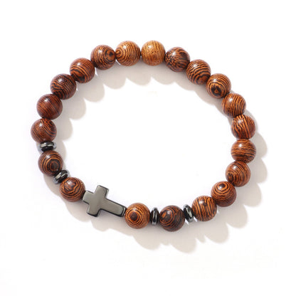 Cross bracelet with slightly set diamond magnetic clasp