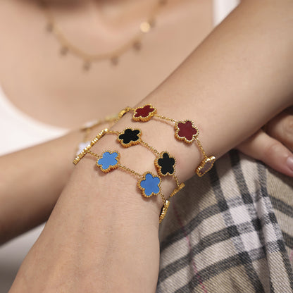 Five-leaf flower stainless steel bracelet