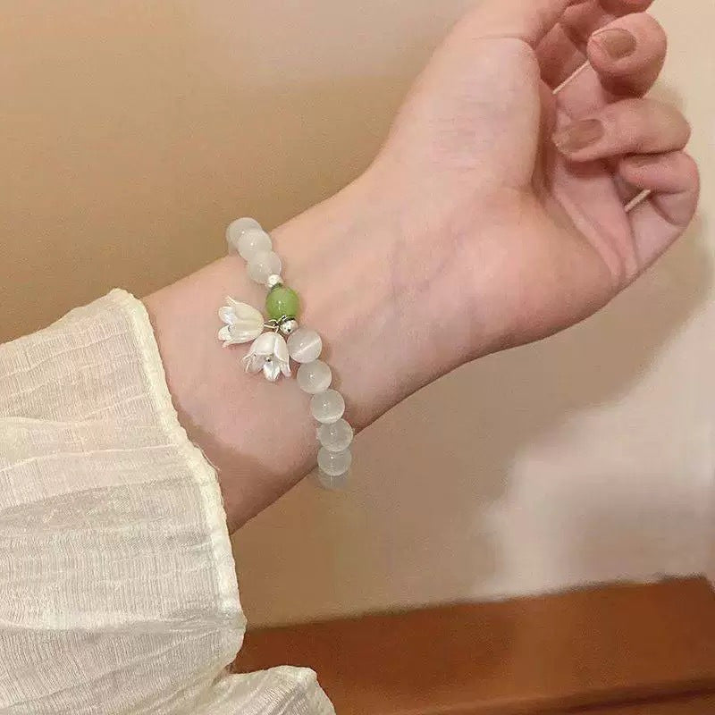 Crystal pearl bracelet cat's eye stone