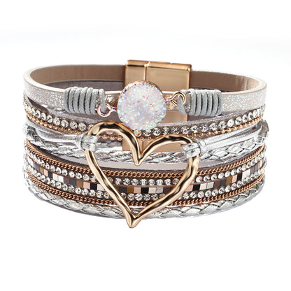 Cross bracelet with slightly set diamond magnetic clasp