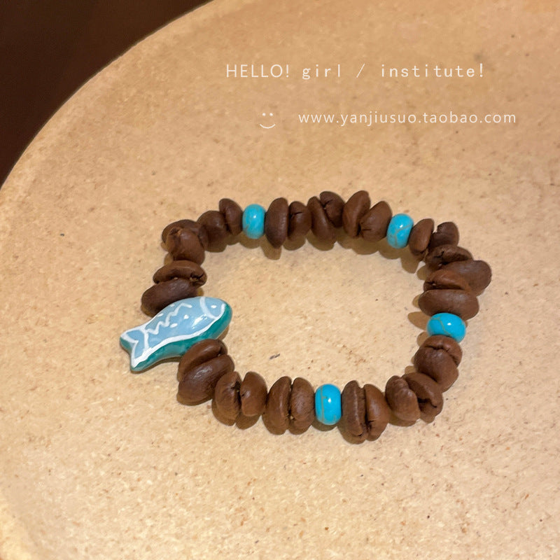 Coffee bean cat paw puppy beaded bracelet