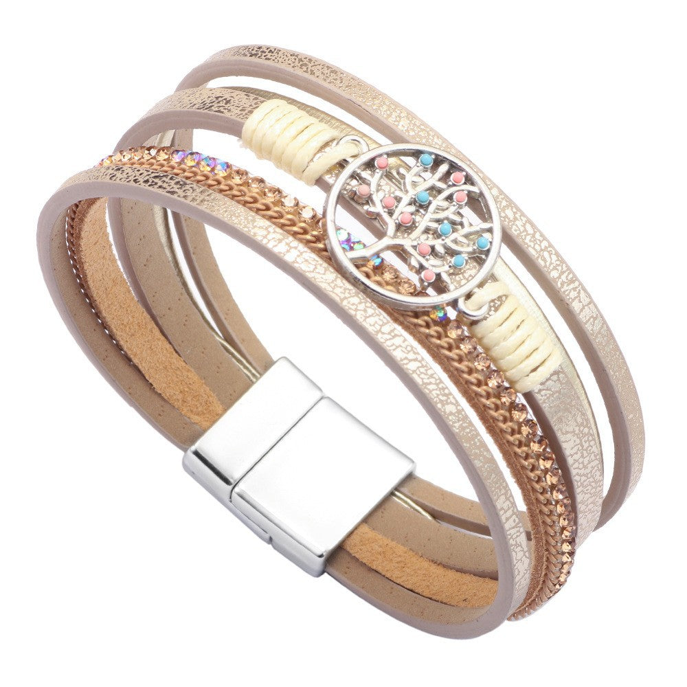 Cross bracelet with slightly set diamond magnetic clasp