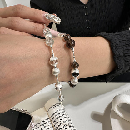 S925 sterling silver retro tiger's eye pearl bracelet