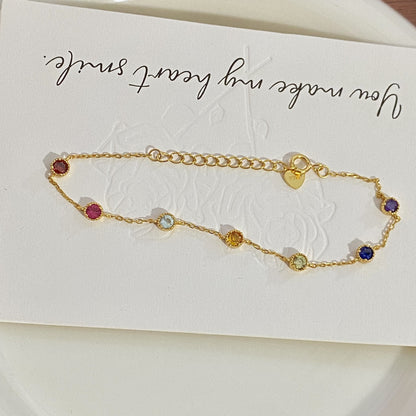 925 sterling silver plated with 18K gold colored zircon bracelet