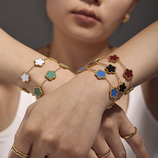 Five-leaf flower stainless steel bracelet