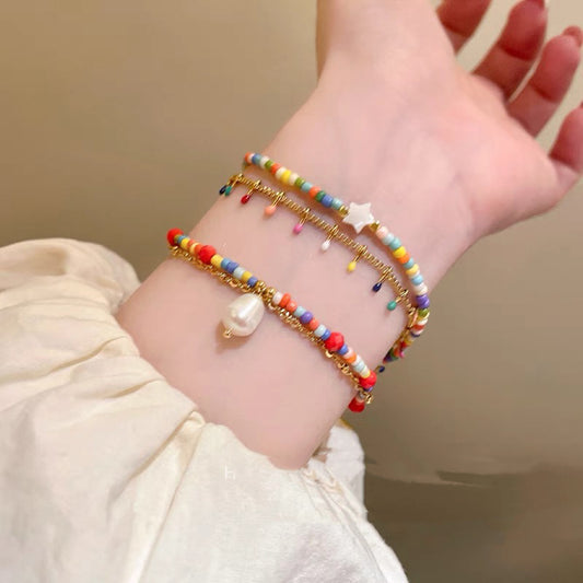 Dopamine Star Oil Drop Rice Bead beaded bracelet