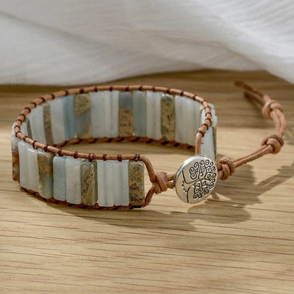 Hand-wound woven leather rope bracelet
