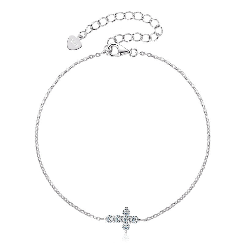 Cross D-color Moissanite bracelet s925 silver