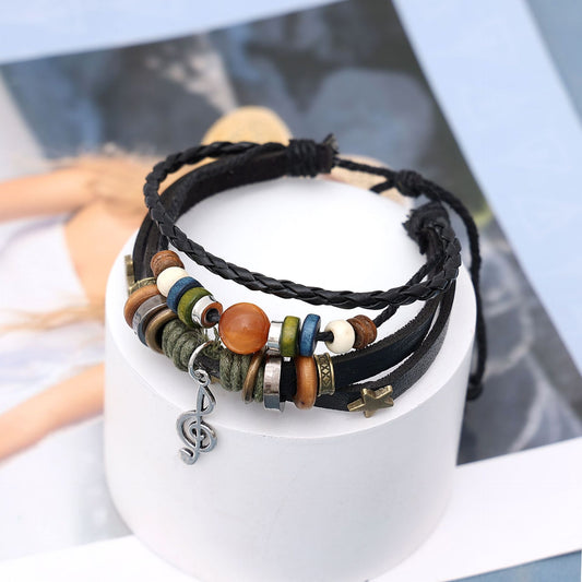 Woven leather star beads
