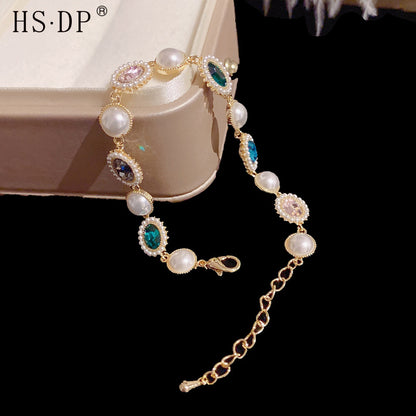 Retro colored pearl simple style elegant bracelet