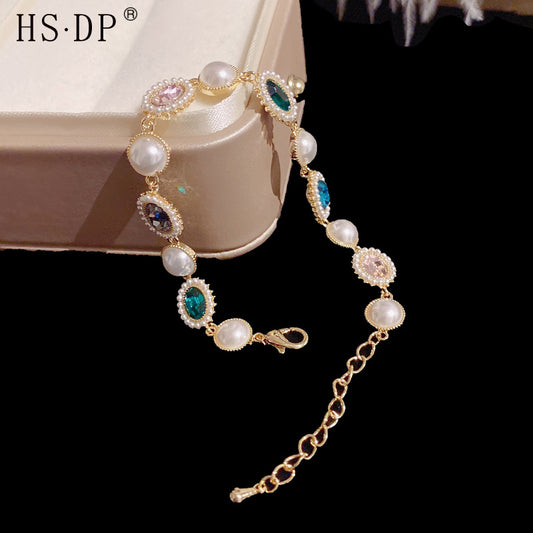 Retro colored pearl simple style elegant bracelet